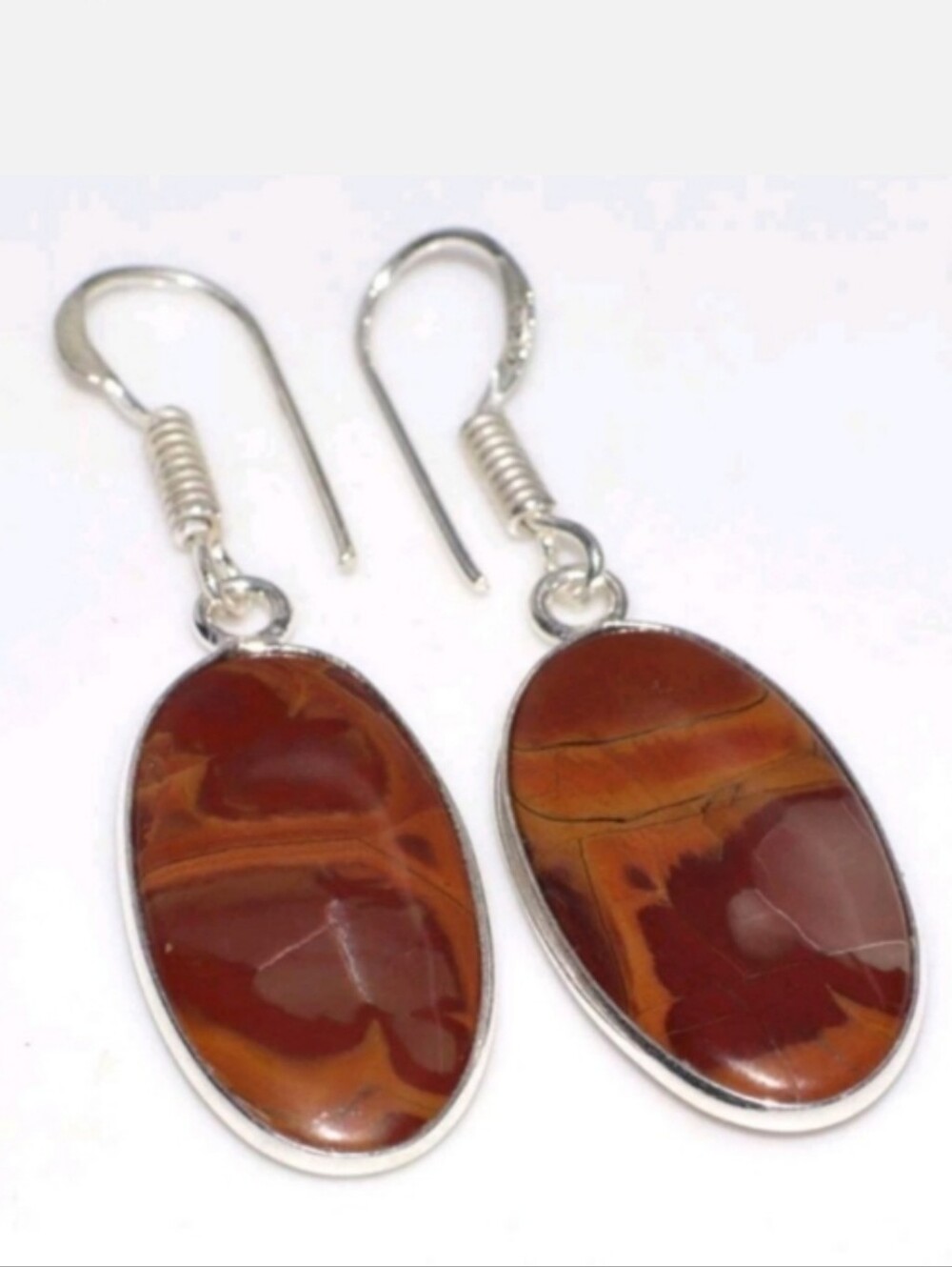 Australian Noreena Jasper Gemstone 925 Sterling Silver Handmade Dangle Earrings